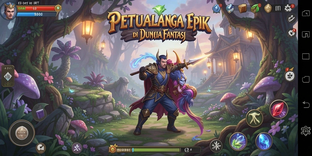 Screenshot gameplay yang menunjukkan pertempuran epik dalam 5RT.