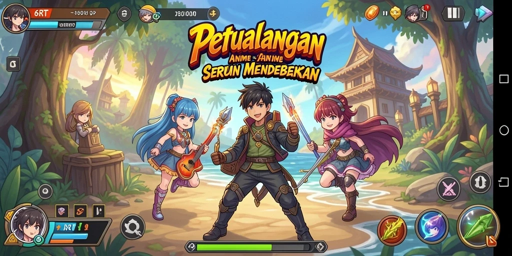 Tampilan gameplay seru dalam 6RT dengan karakter Anime yang menarik.