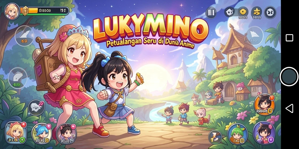 Screenshot menampilkan aksi seru dan karakter yang fantastis dalam LUKYMINO.