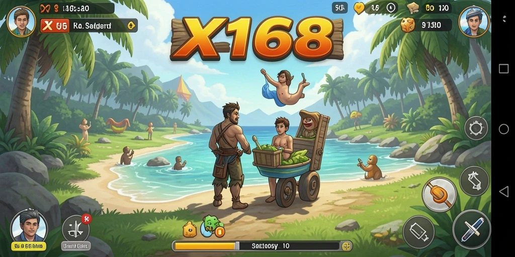 Screenshot utama X168 menampilkan gameplay seru dan interaktif.